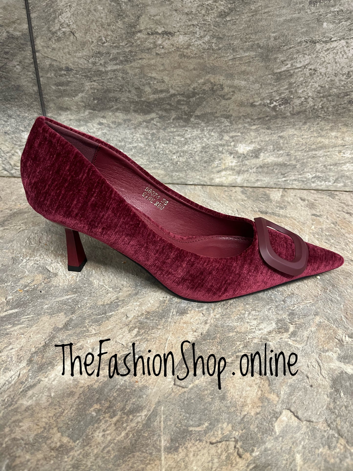 Keely wine heeled buckle shoes sizes 3-8 (36-41)