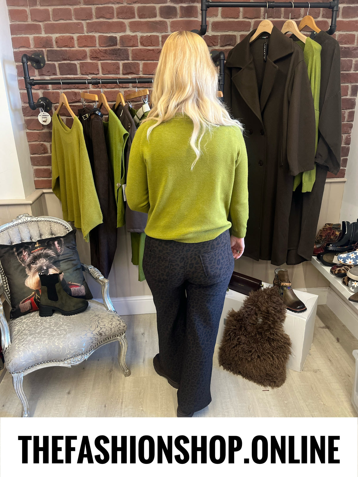 Miley olive fine knit jumper 8-16