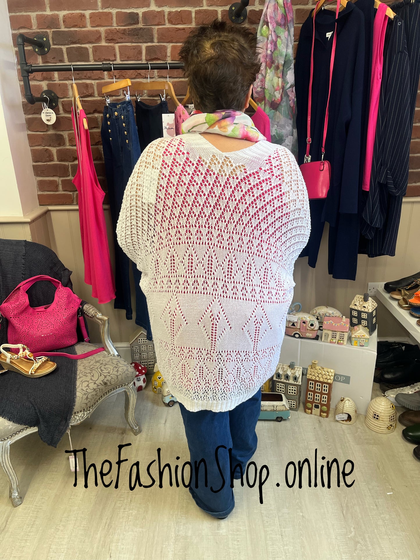 Evie white crochet edge to edge cardigan 16-22