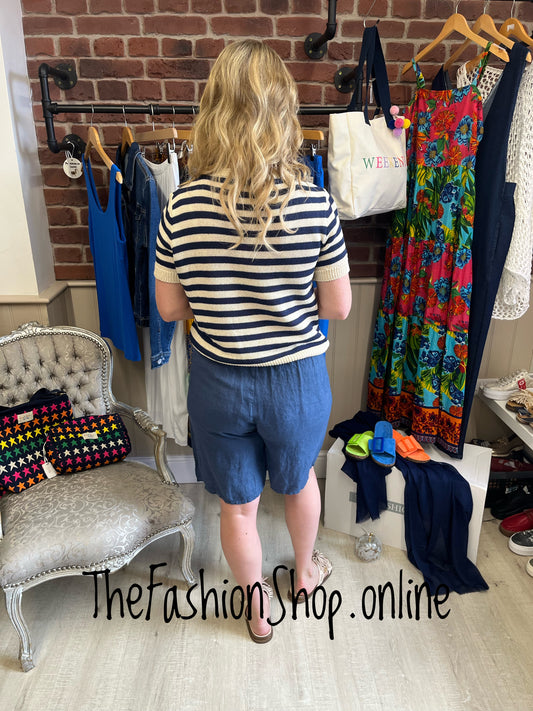 Sienna denim blue linen shorts 10-14