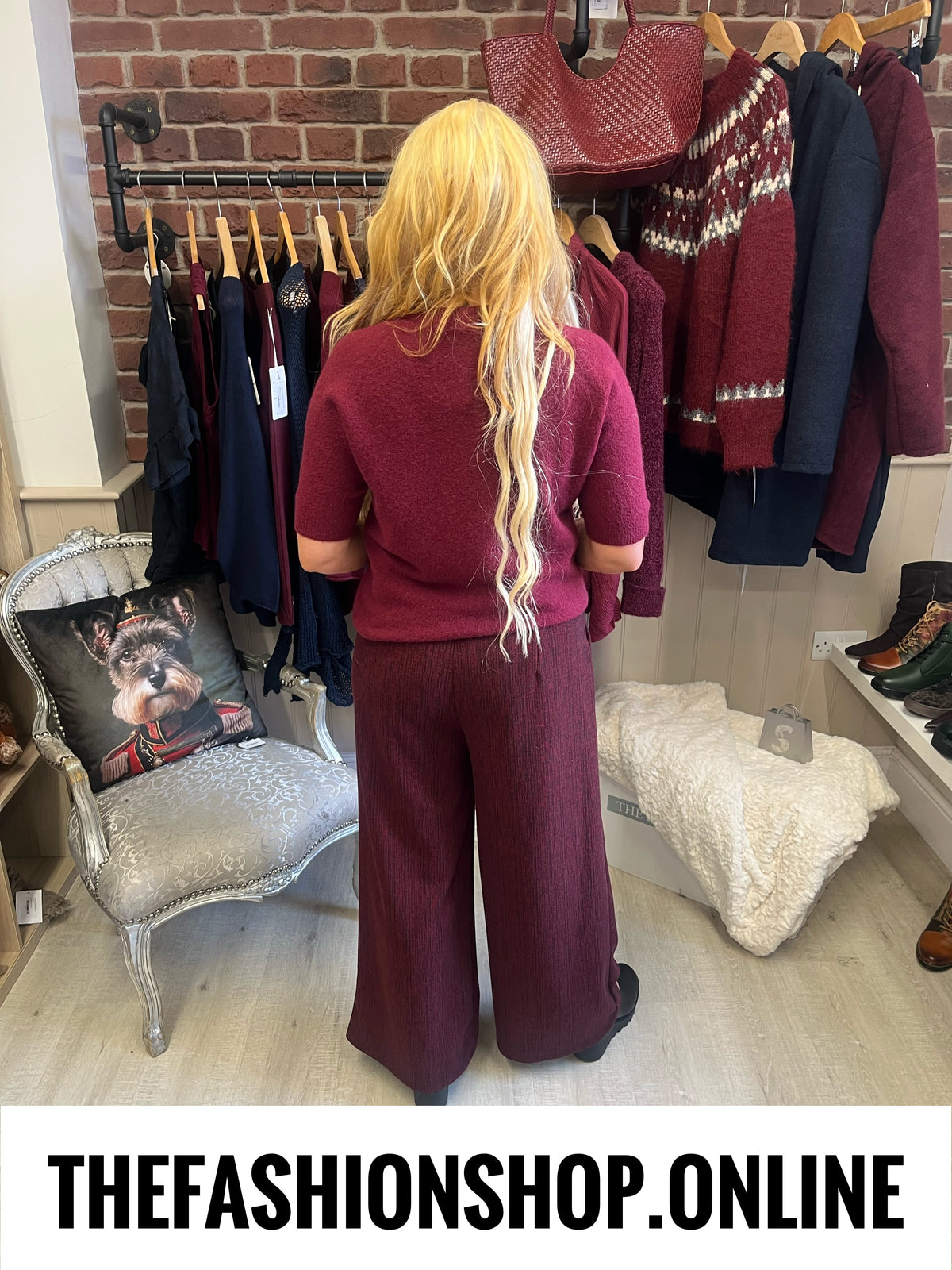Phoebe wine short sleeved jumper 8-14