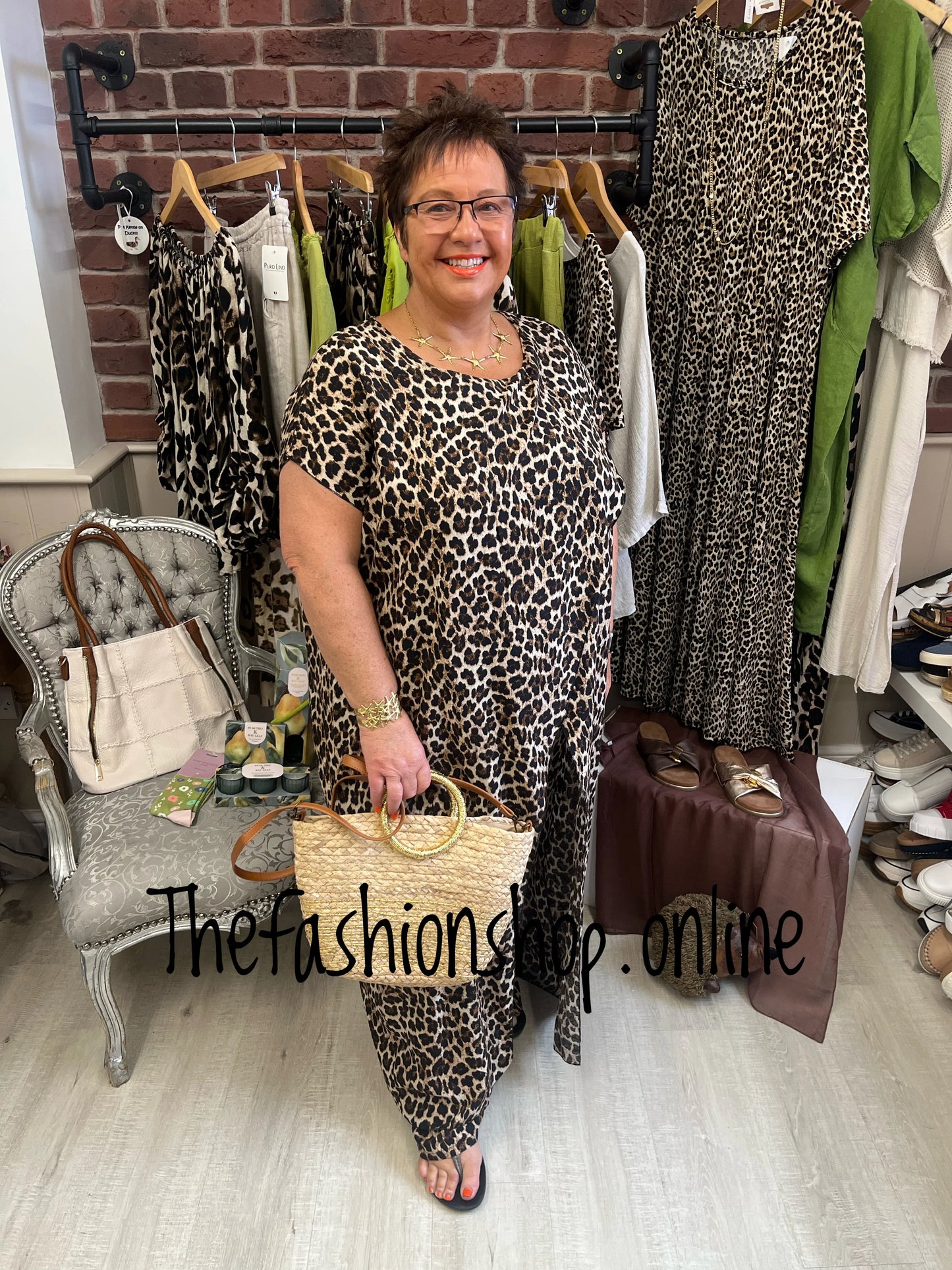 Zara leopard print drape trouser set 16-24