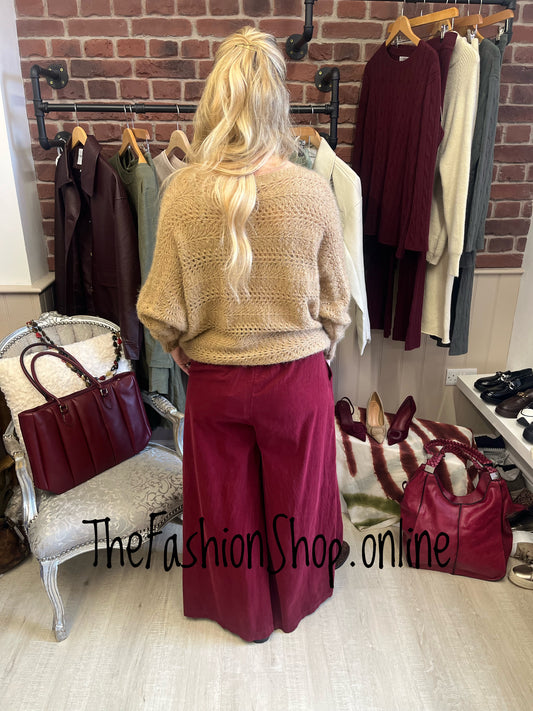 Kizzie wine fine cord trousers 10-16