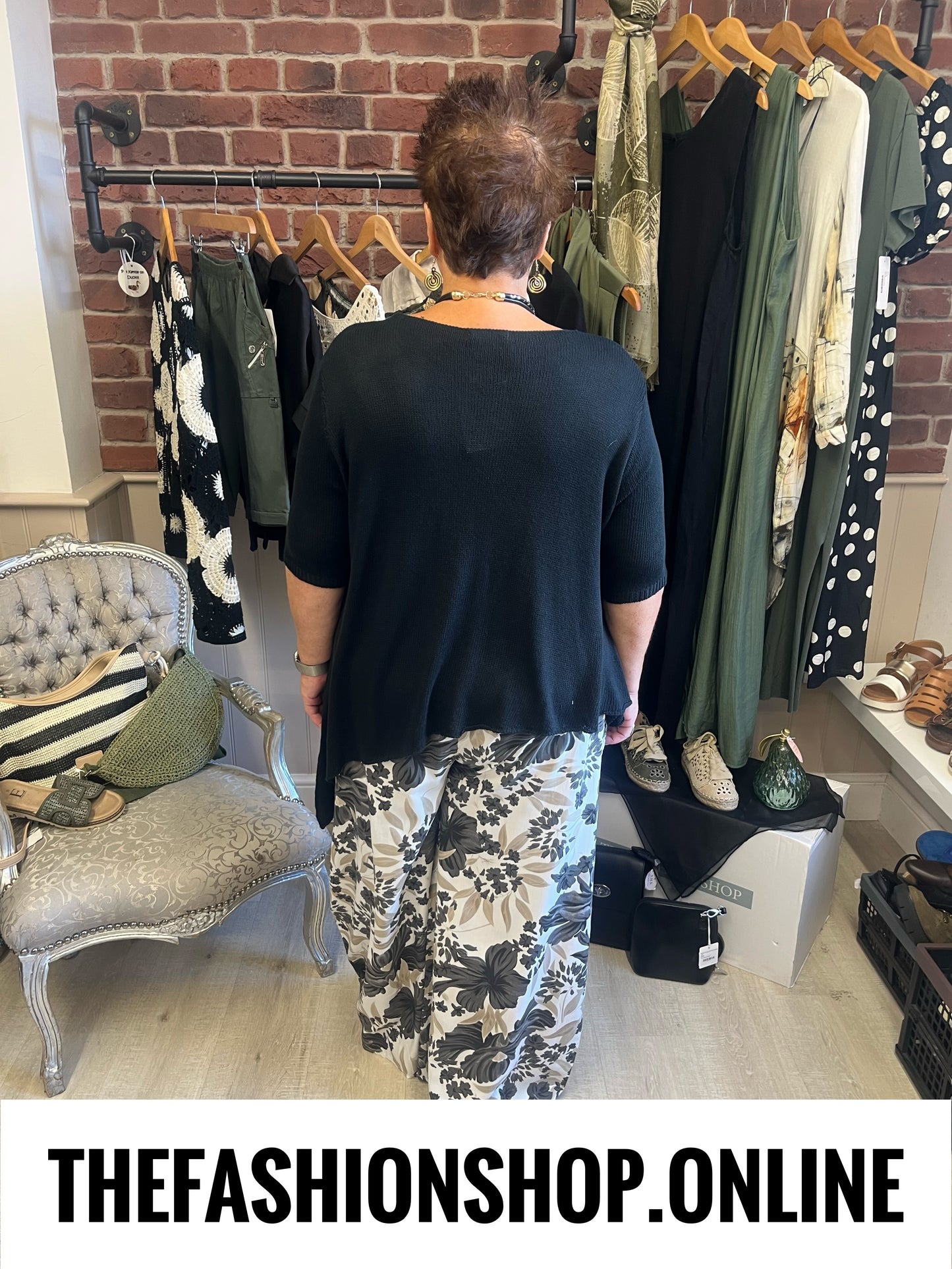 Leona mocha and black floral trousers 12-20