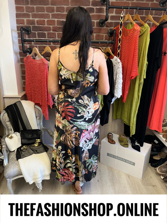 Macie tropical leaf strappy dress 10-16