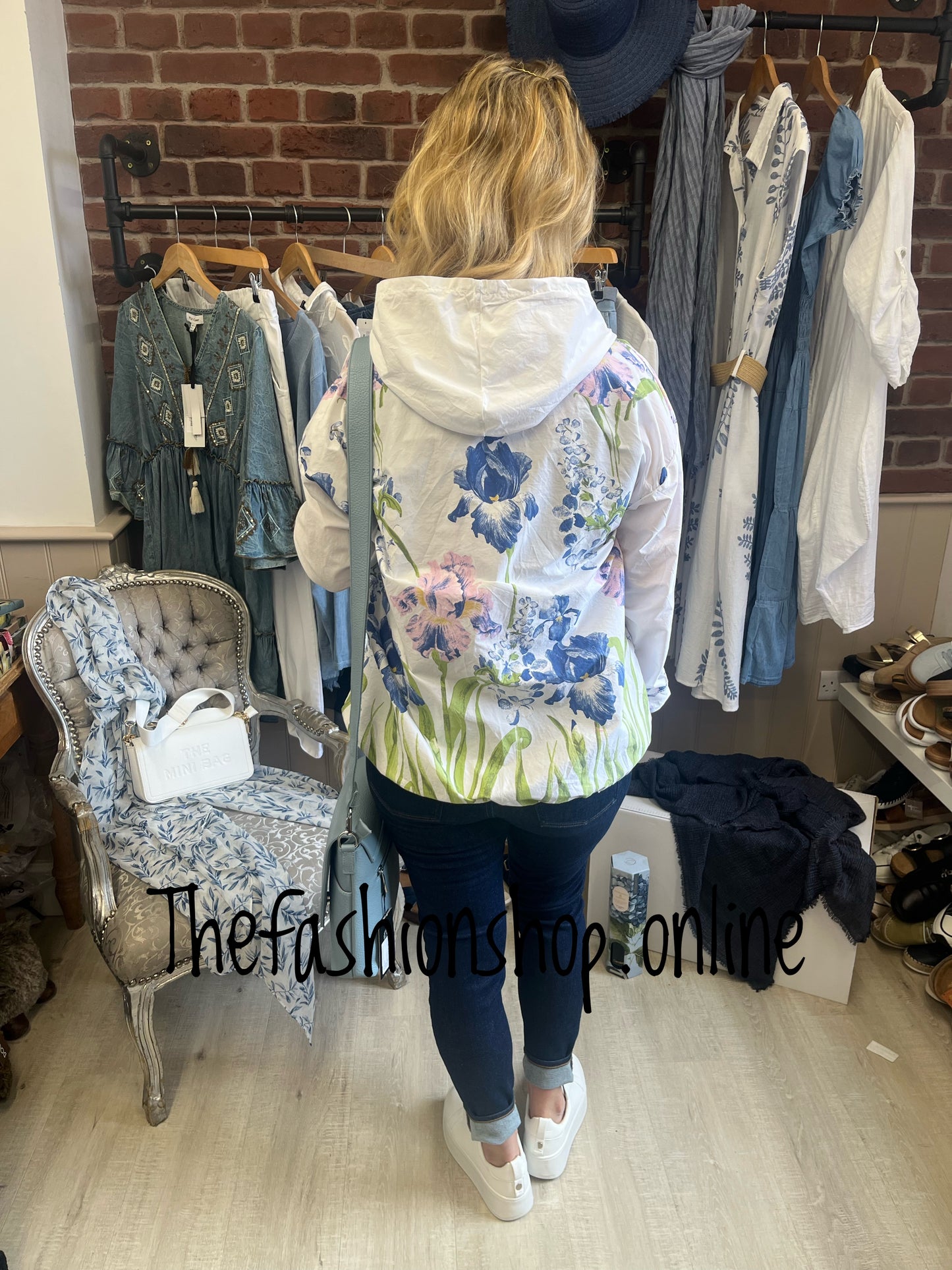 Maisie white floral lightweight cotton jacket 10-16