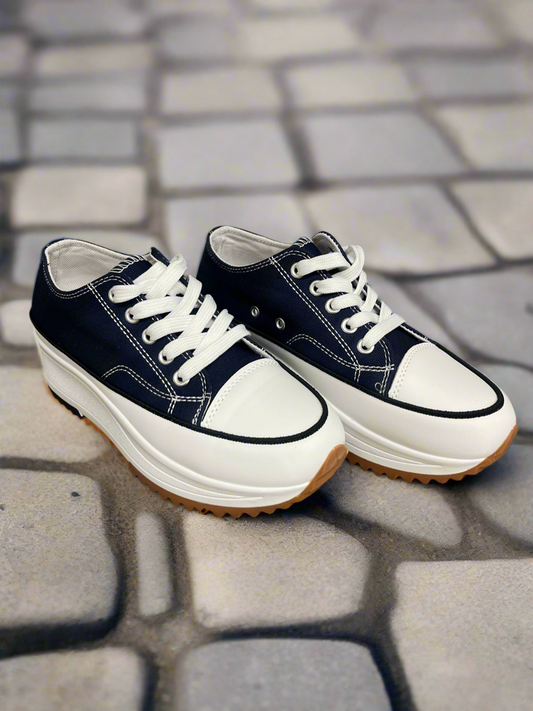 Navy Chunky lace up trainer sizes 3-8 (36-41)