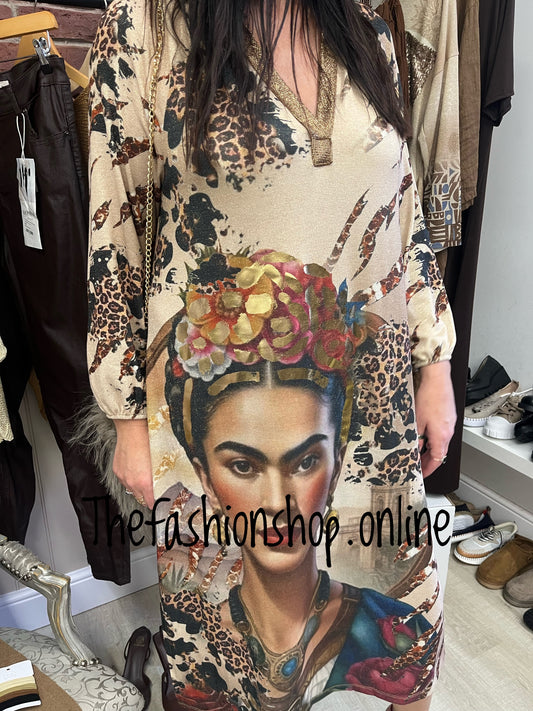 Frida Kahlo long sleeve shimmer dress 12-18