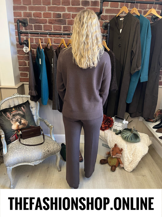 Larna brown cashmere mix co-ord 8-16