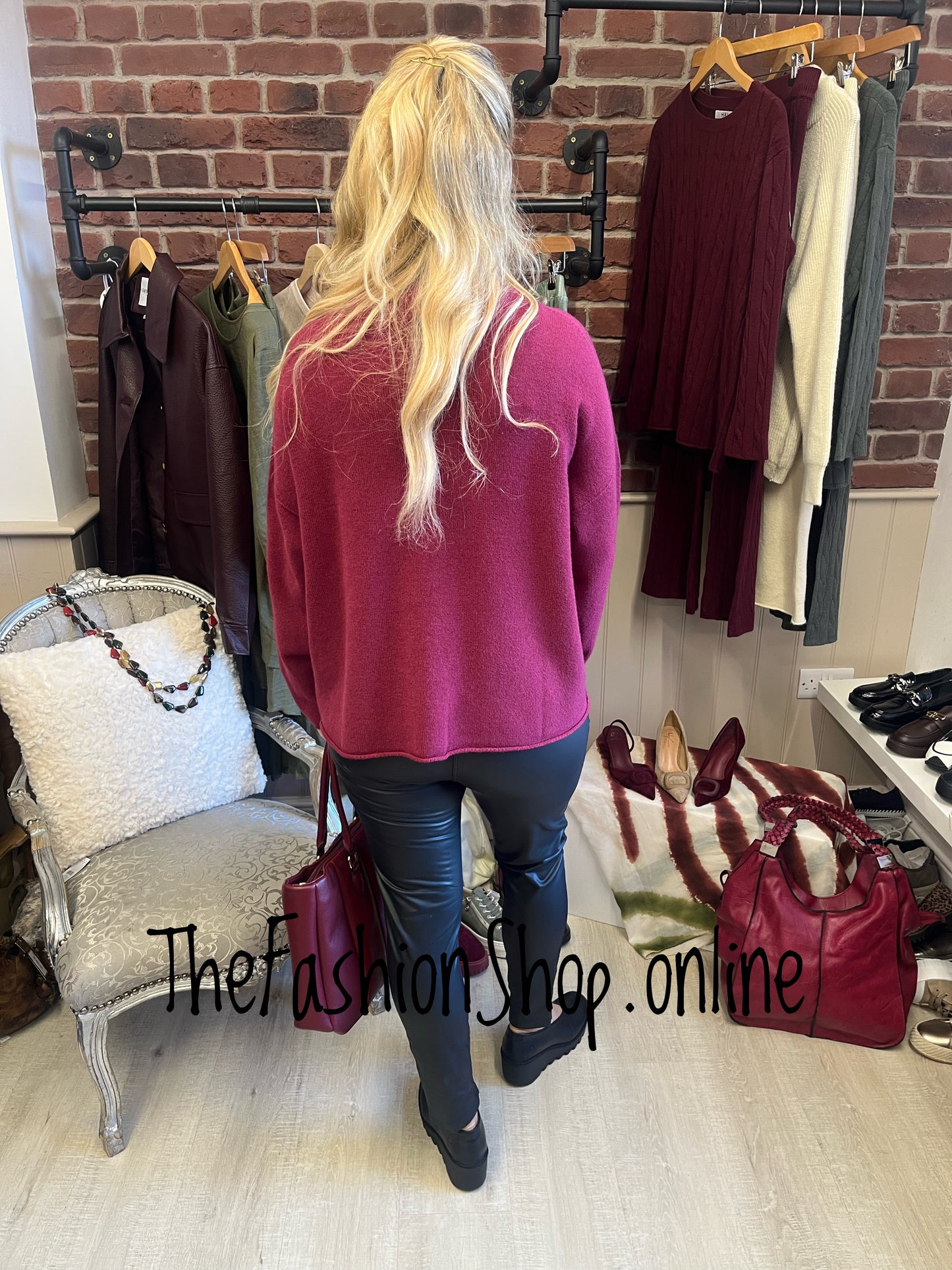 Erika wine fine knit jumper 10-16