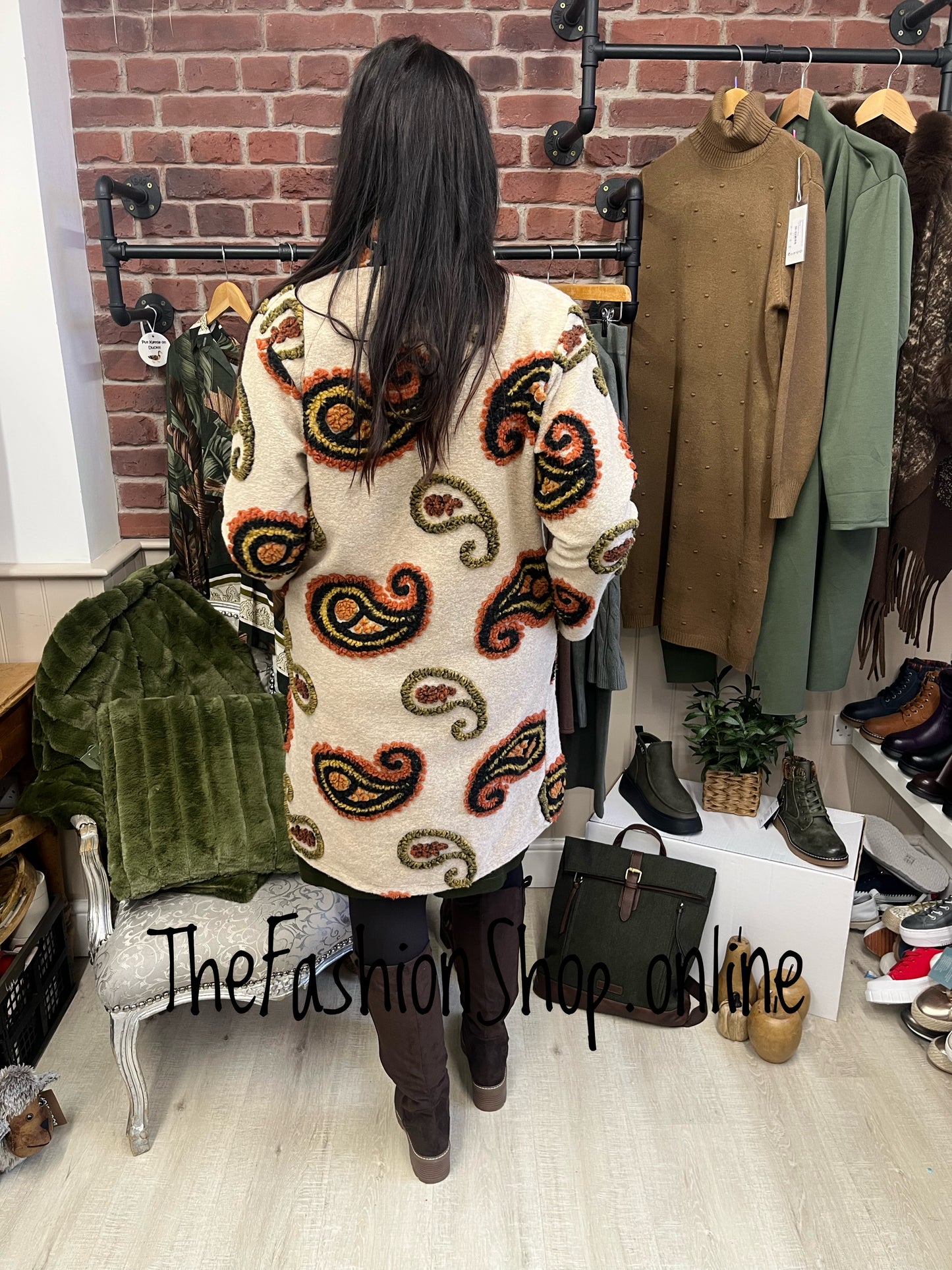 Lucy beige paisley wool mix coat 8-14