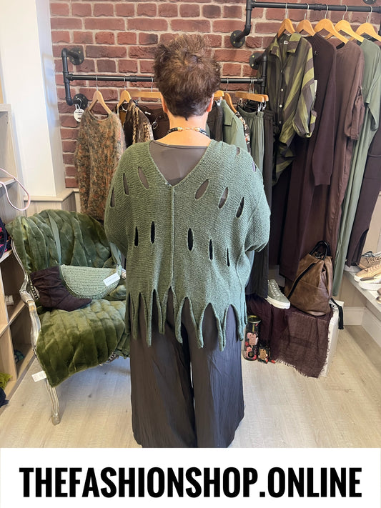 Rosalyn khaki green wool mix tassel jumper 10-22