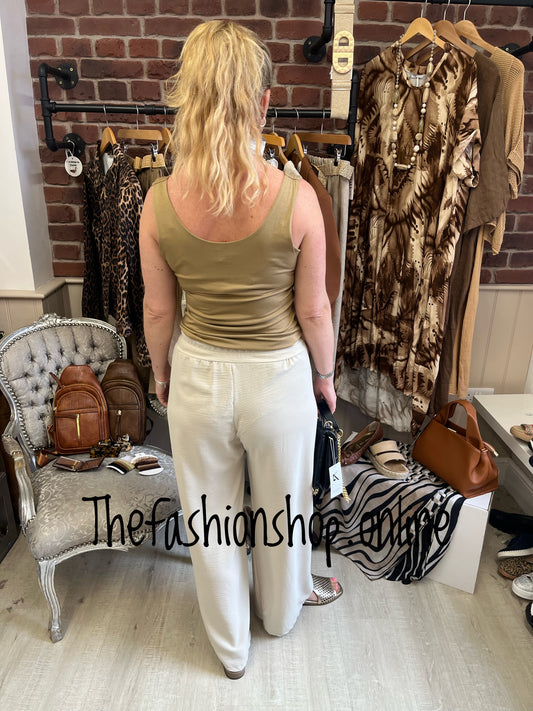 Sandy beige wide leg trousers 8-14