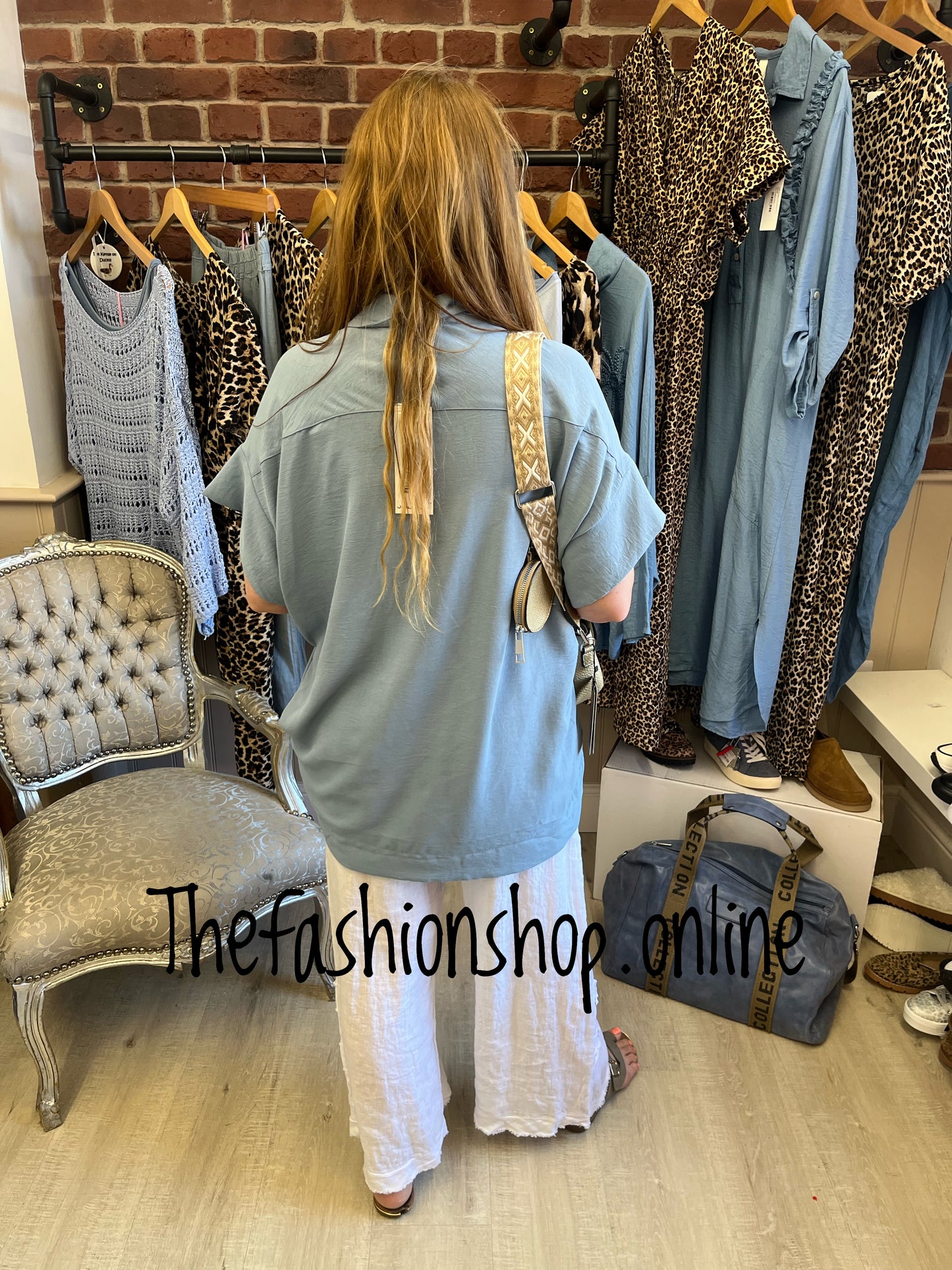 Saloos denim blue high low shirt sizes 10-18