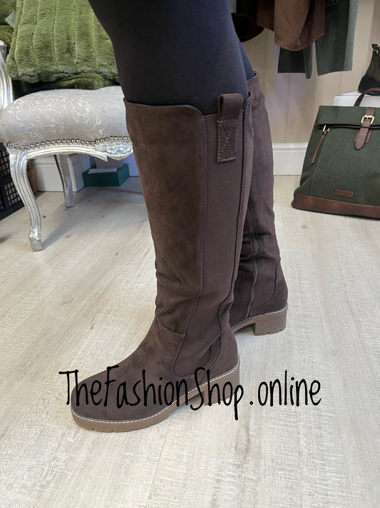 Ebony brown faux suede knee high boots sizes 3-8 (36-41)