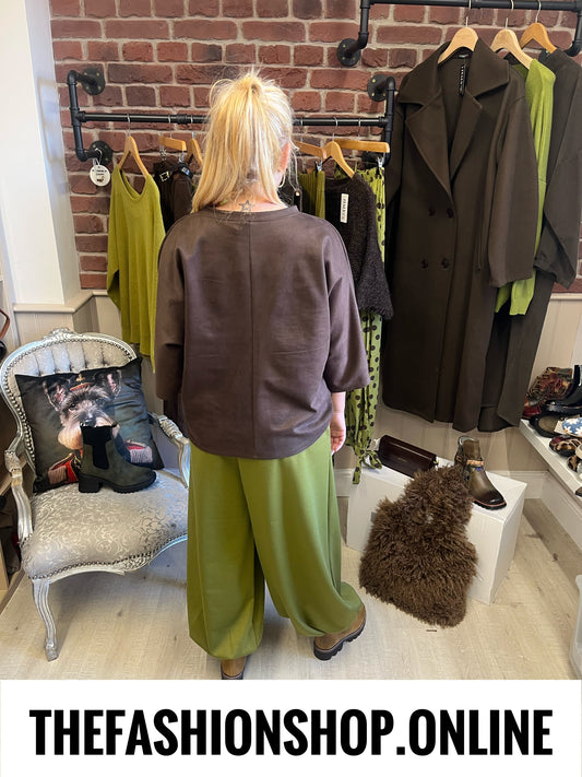 Eva brown faux suede top 10-16