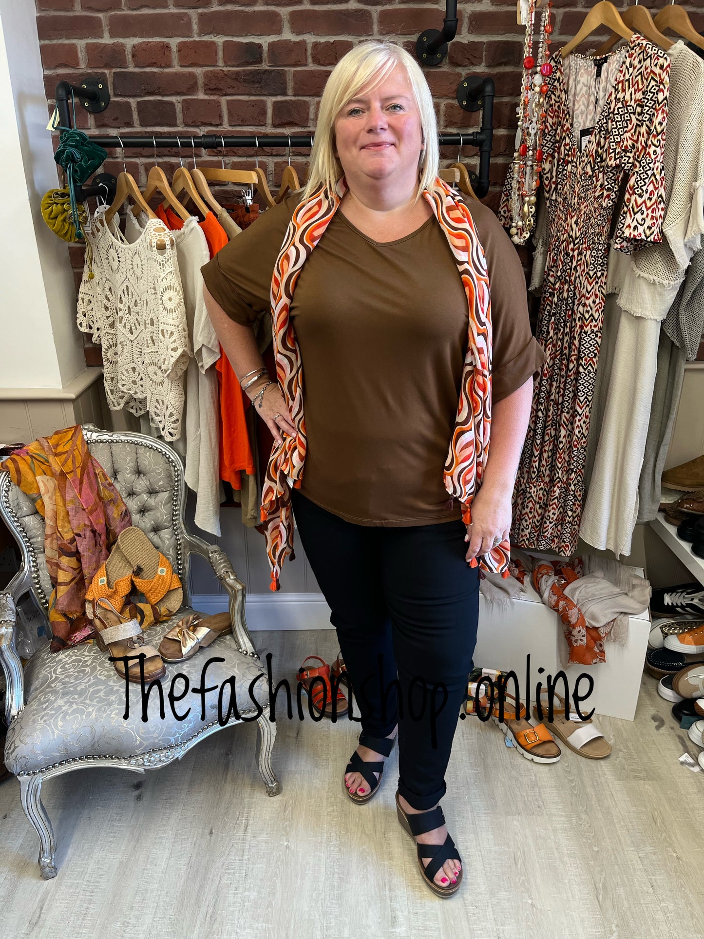 Golden brown oversize v neck top 12-16