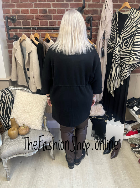 Emily black edge to edge coatigan - free size