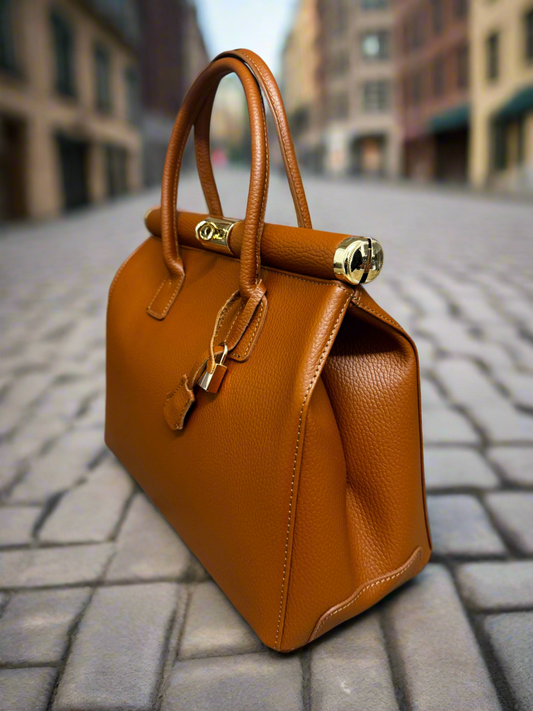 Sarah Tempest Italian tan padlock leather bag
