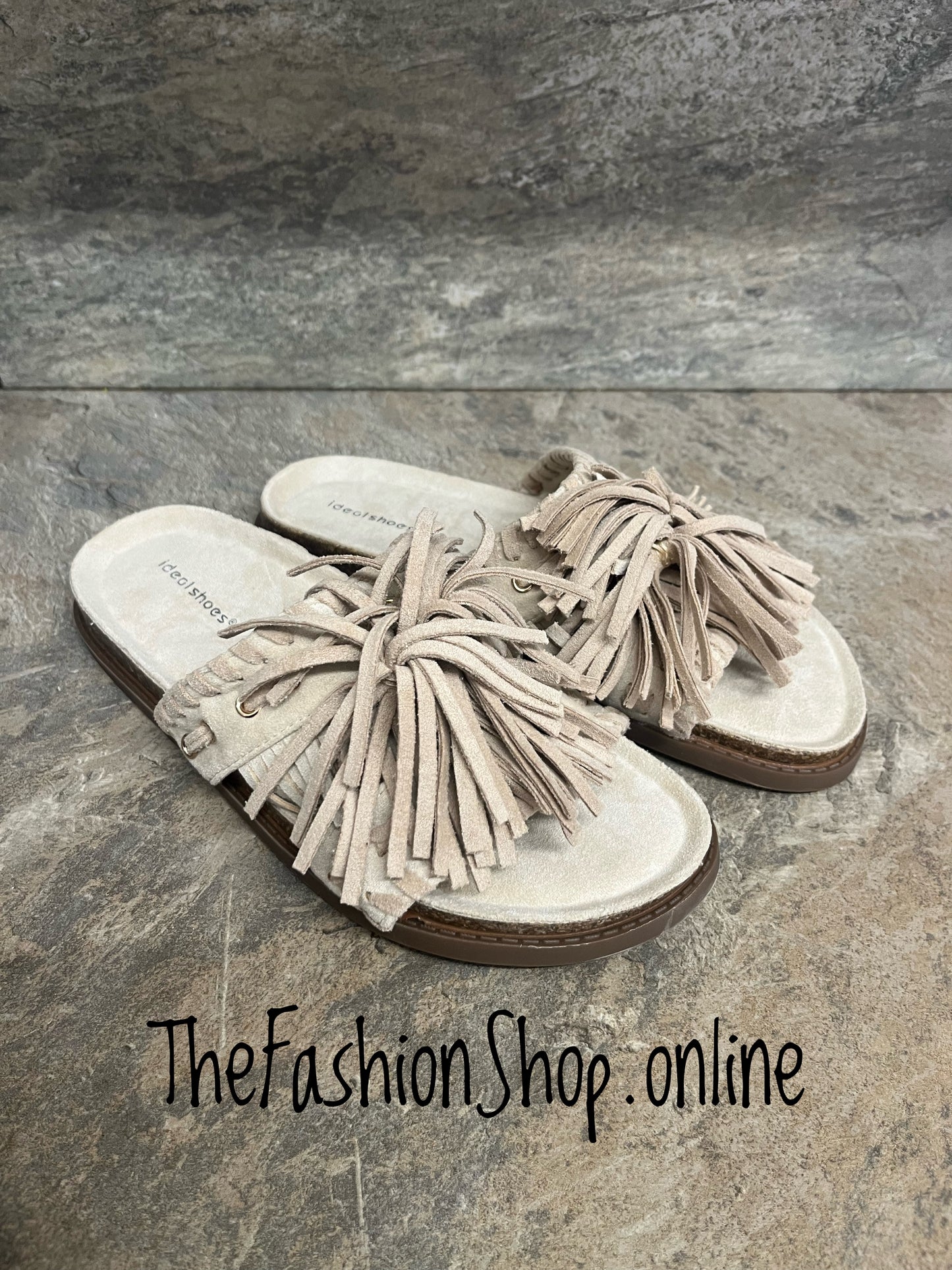 Jasmine beige boho tassel sandals sizes 3-8 (36-41)