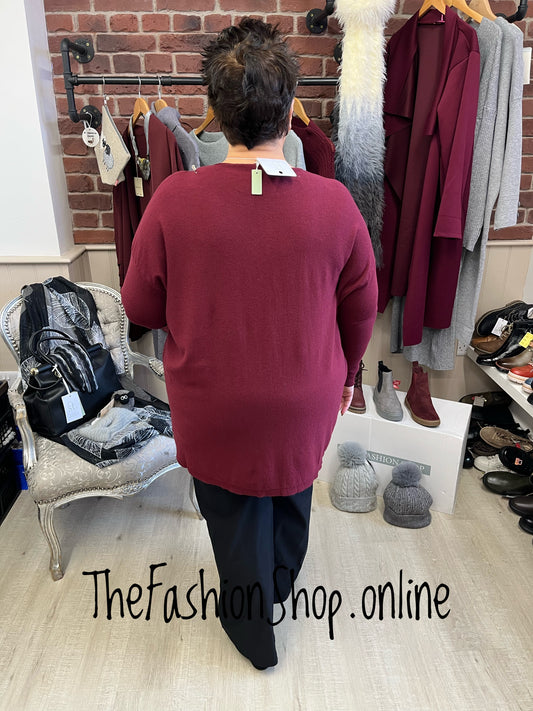 Hallie wine twin pocket jumper 14-22