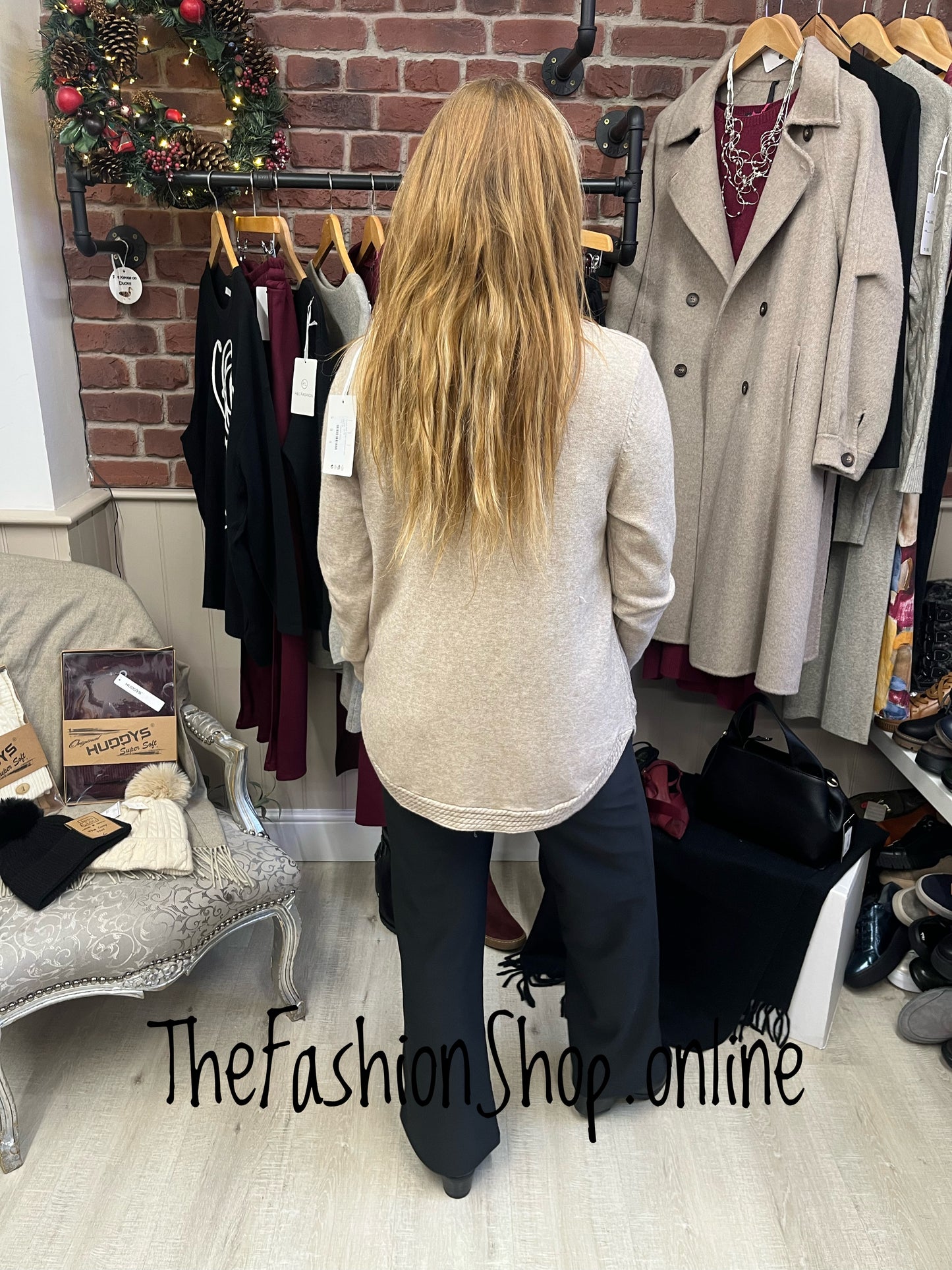 Lydia dark beige cashmere mix jumper 10-16