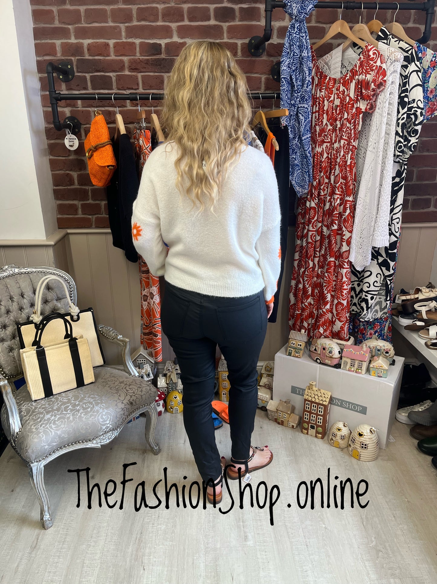 Kara orange and beige wool mix jumper 8-16