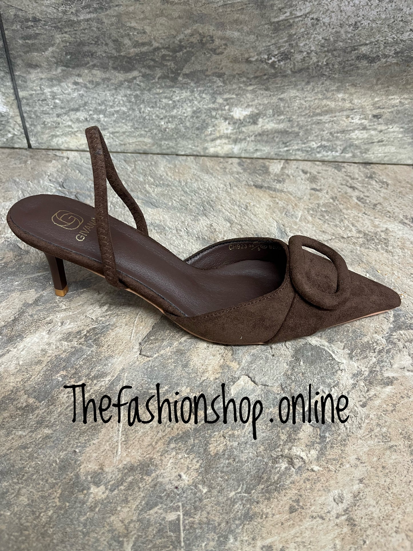 Alexa brown sling back shoe sizes 3-8 (36-41)