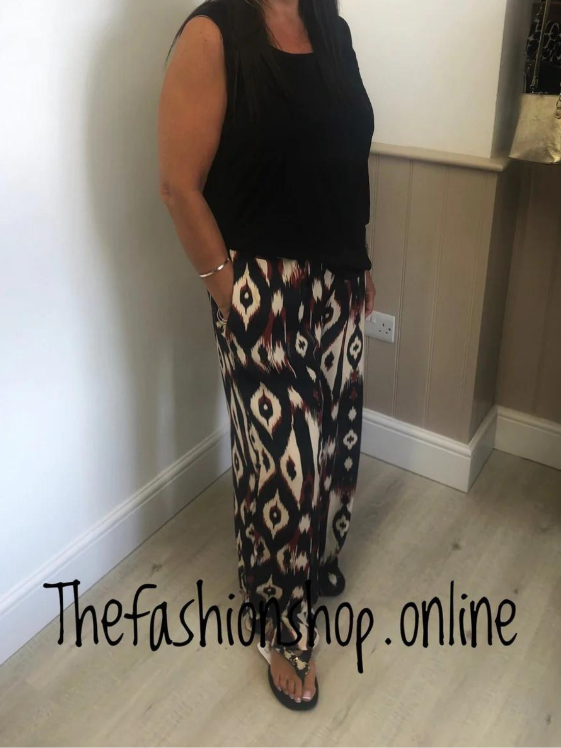 Black print wide leg trouser 10-14