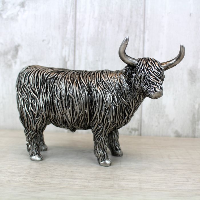 Textured resin highland cow ornament