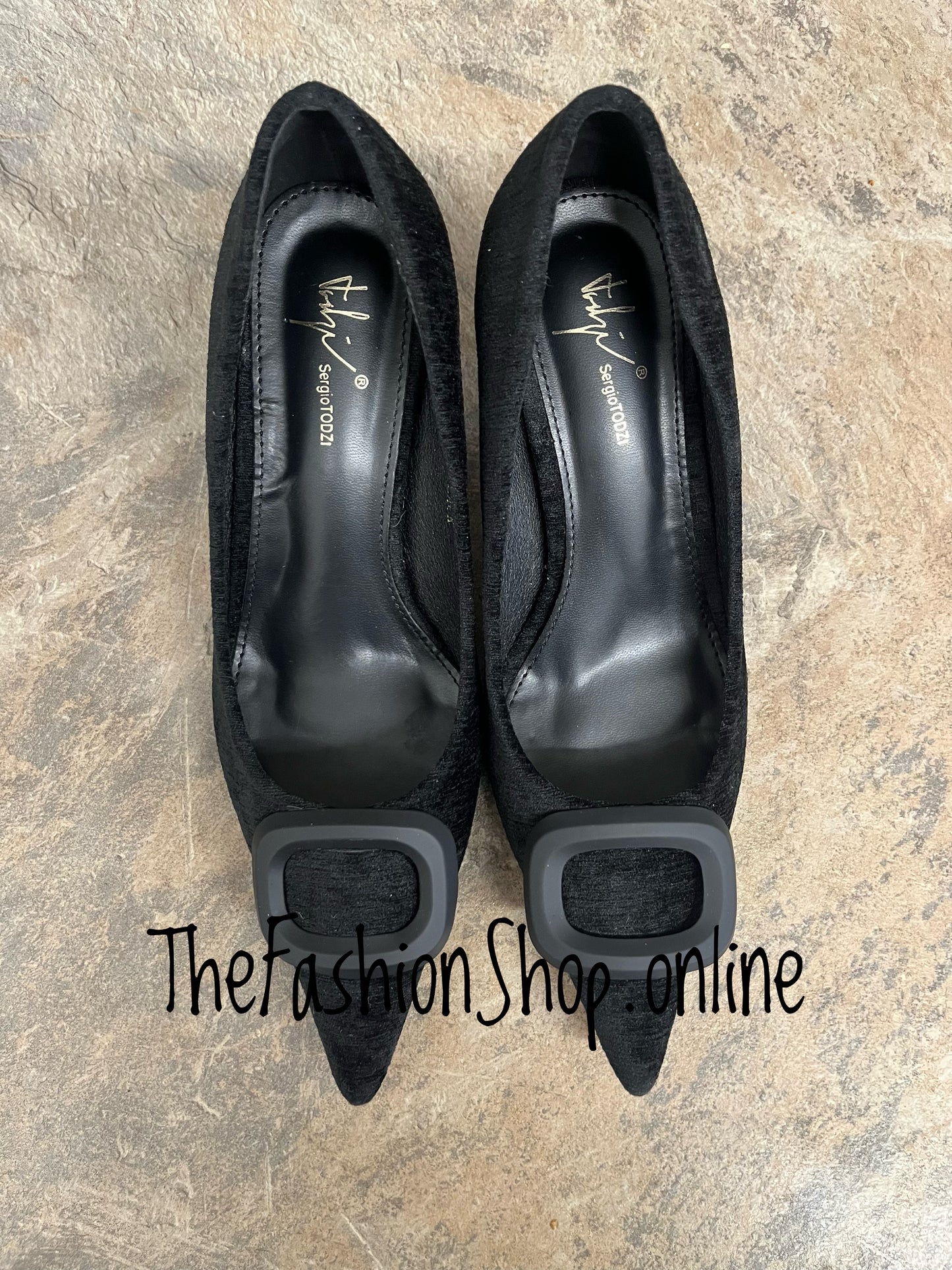 Keely black heeled buckle shoes sizes 3-8 (36-41)