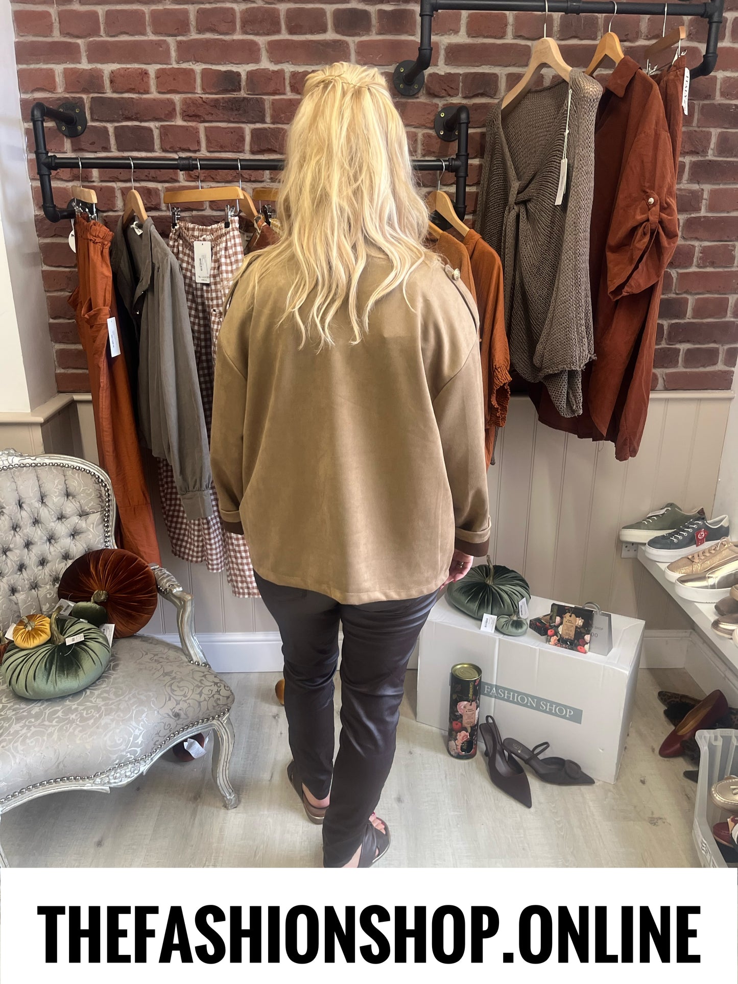 Kimberley camel faux suede military jacket 12-18