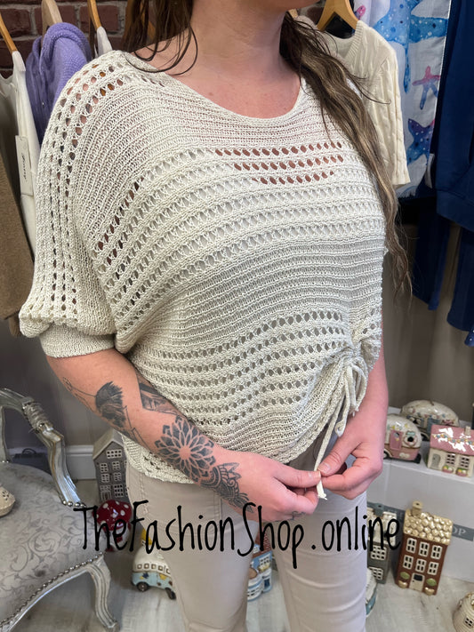 Sonia beige crochet layering top 8-16