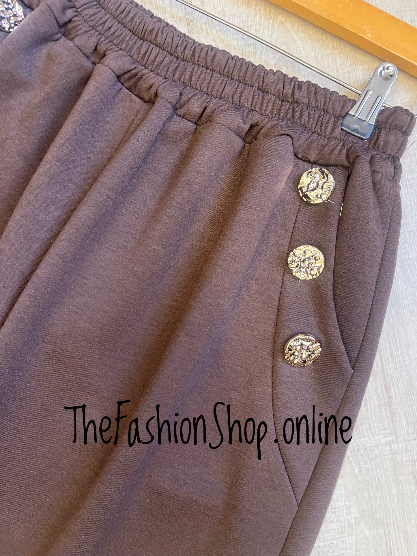 Mila brown jogger with button detail size 10-16