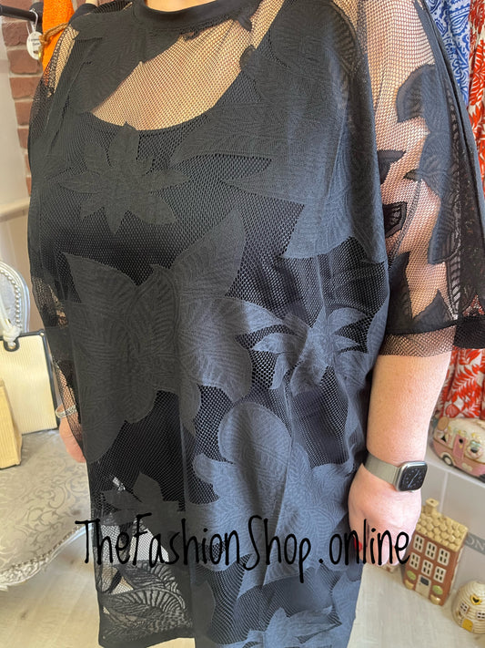 Fly Out black lace top / costume cover up 14-22