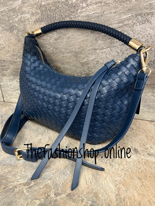 Bella navy woven bag