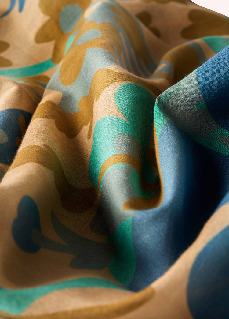 Powder Springtime Floral Scarf Denim