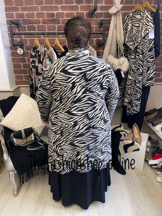 Victoria zebra brushed waterfall coatigan - free size
