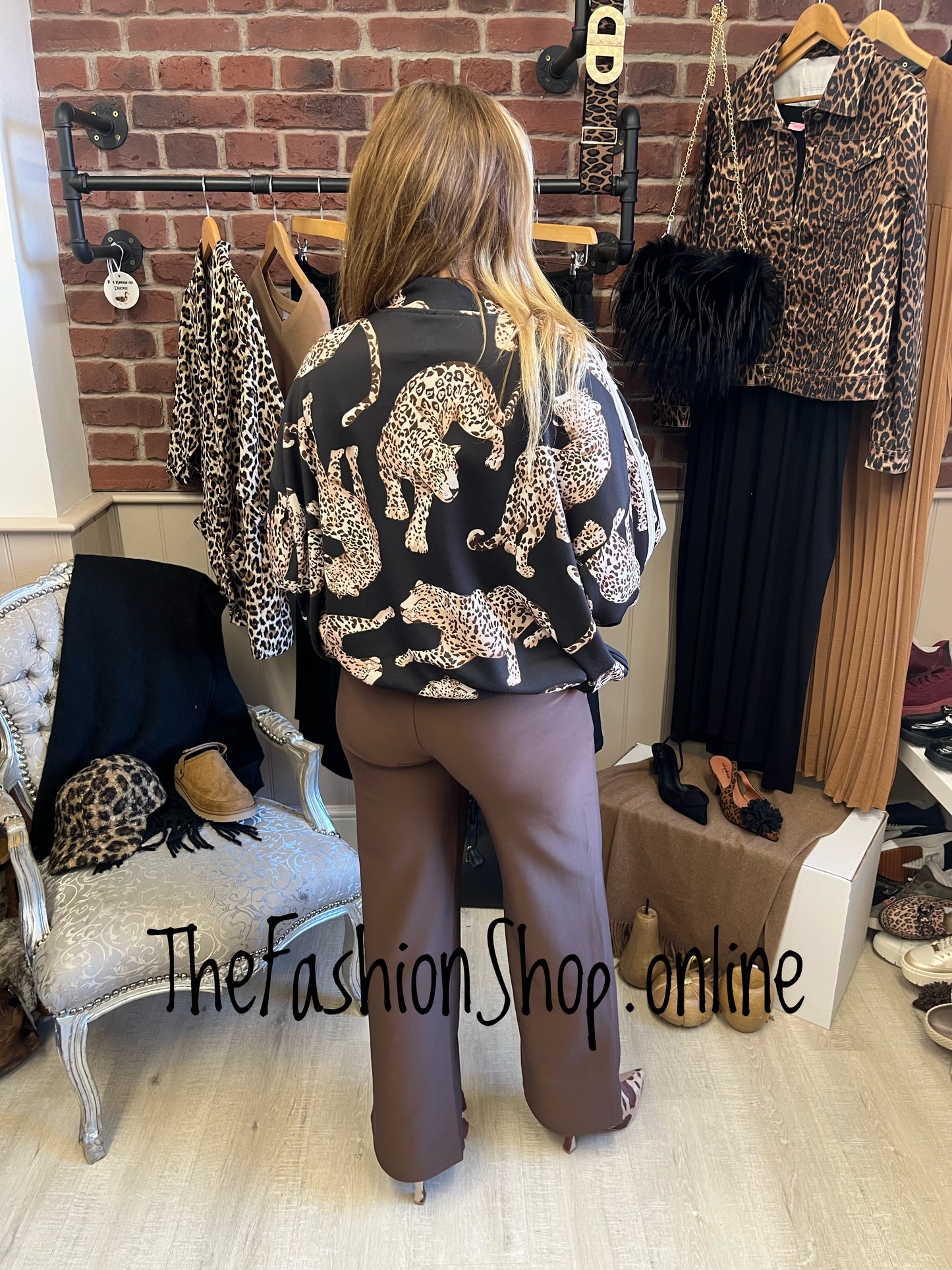 Jessica black leopard bomber jacket 8-14