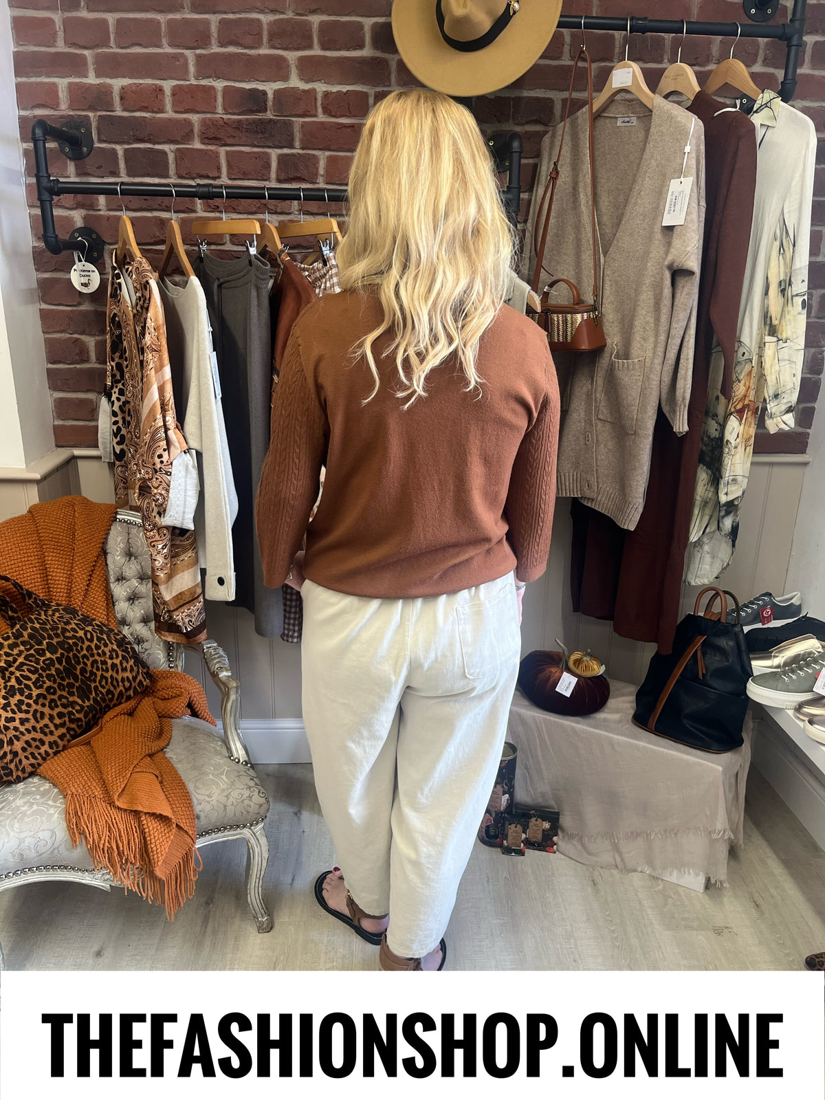 Lois tan cable knit fine jumper 10-16