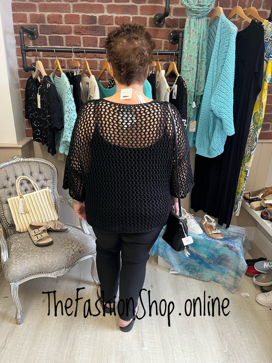 Anna black crochet layering top 12-20