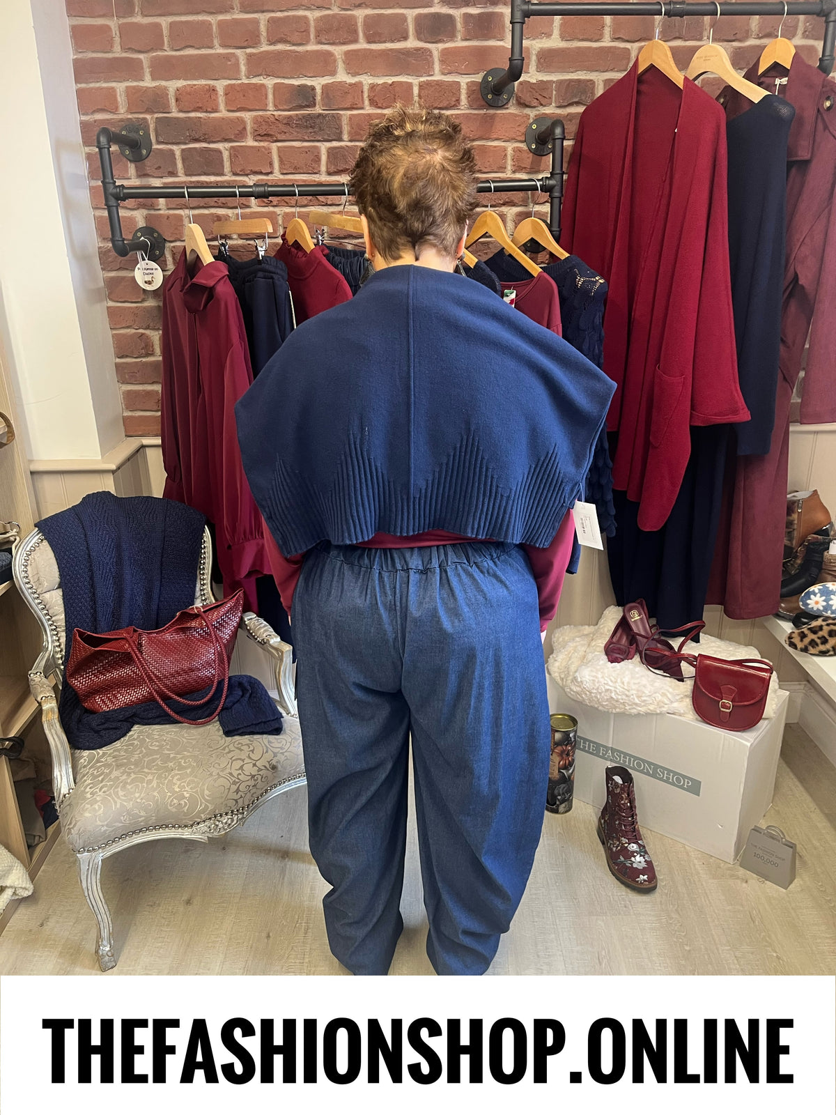 Michelle soft denim navy wide leg trousers 14-24