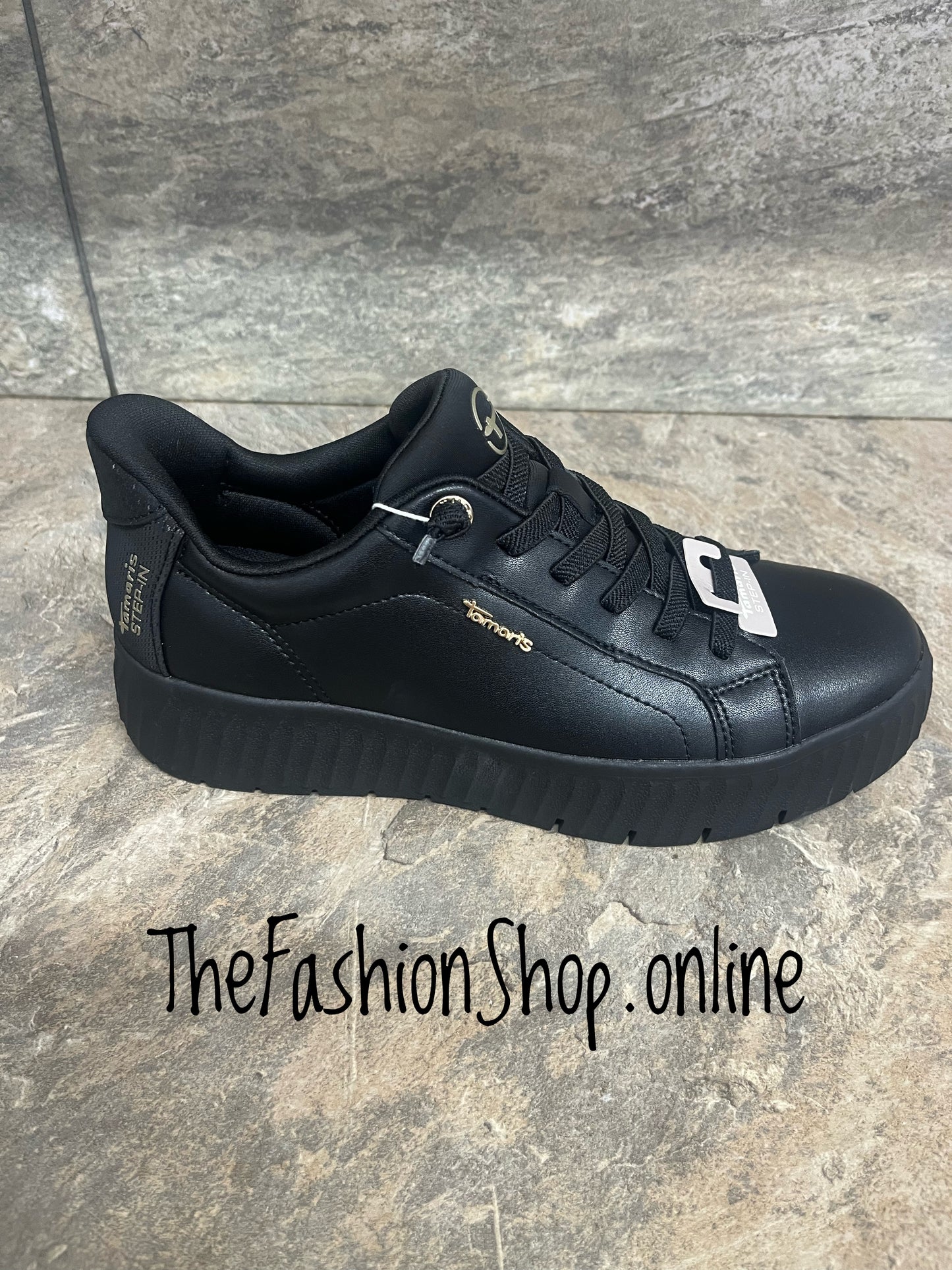 Tamaris black step in wide fit trainers sizes 4-8 (37-42)