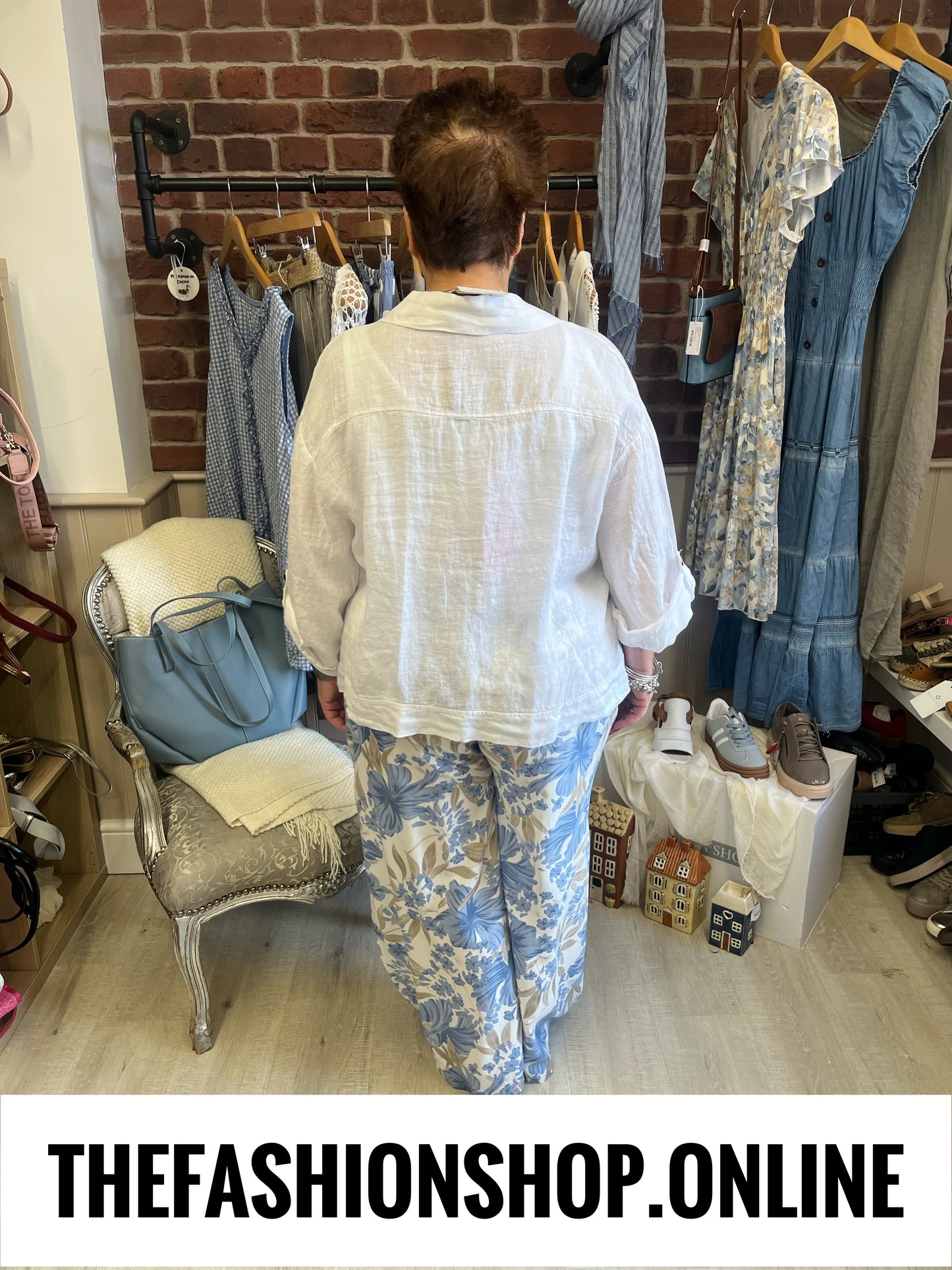Leona denim blue floral trousers 12-20