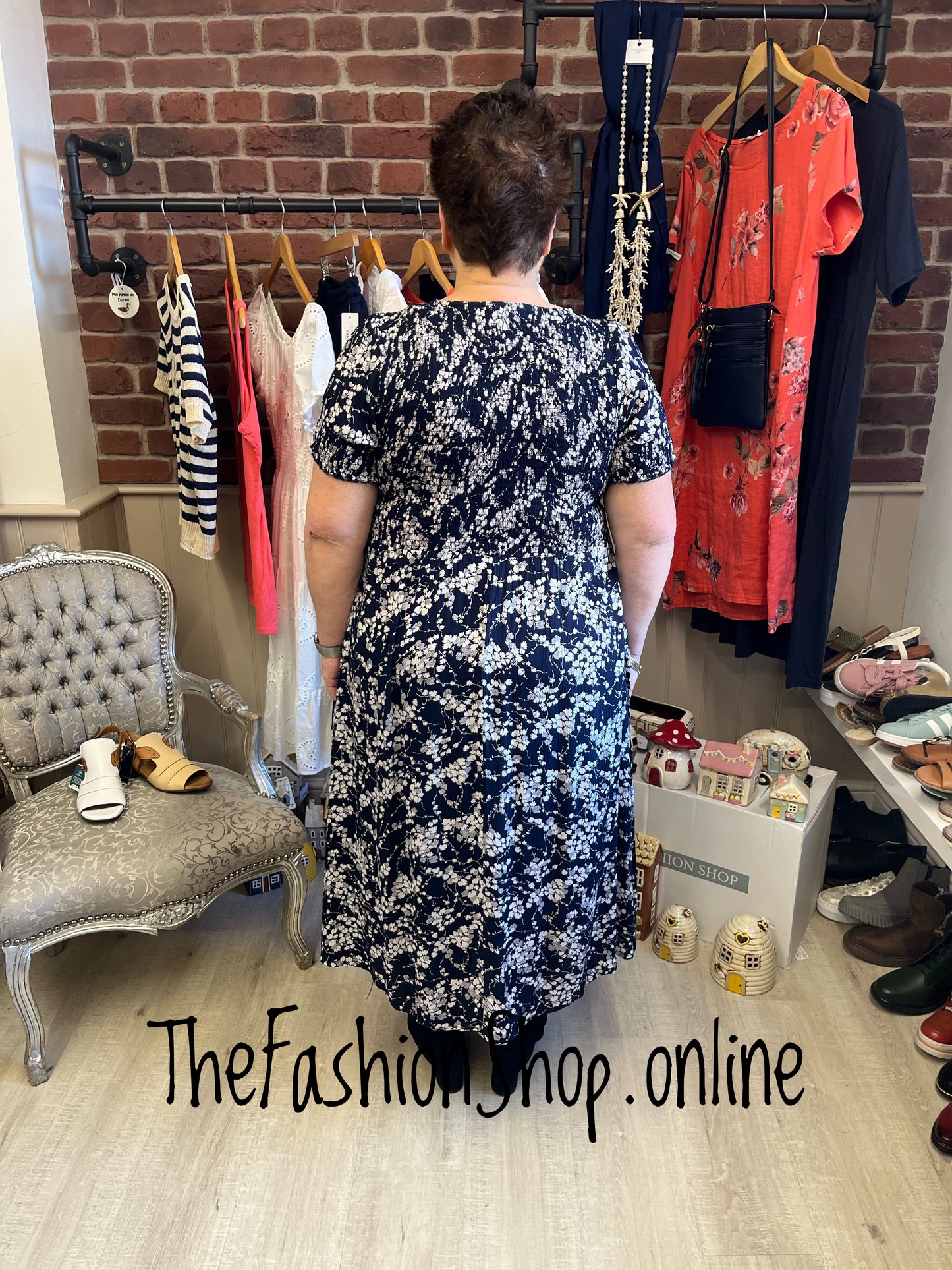 Lexi navy printed summer dress sizes 10-18