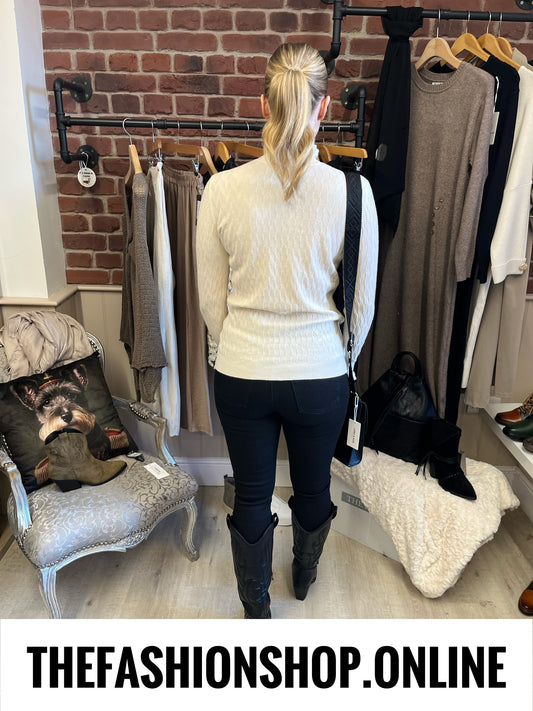 Kara cream textured fine knit jumper 8-14