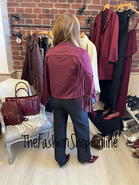 Misty wine faux suede tassel jacket 8-12