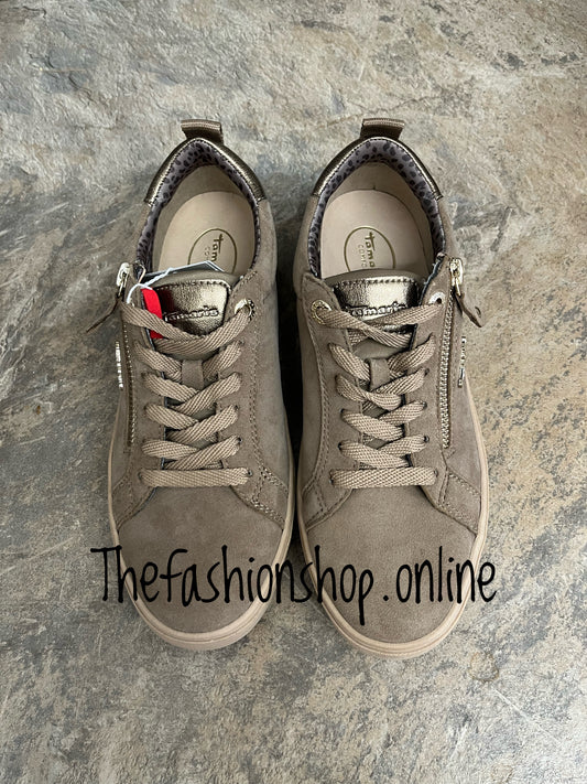 Tamaris wide fit pepper suede trainers sizes 4-9