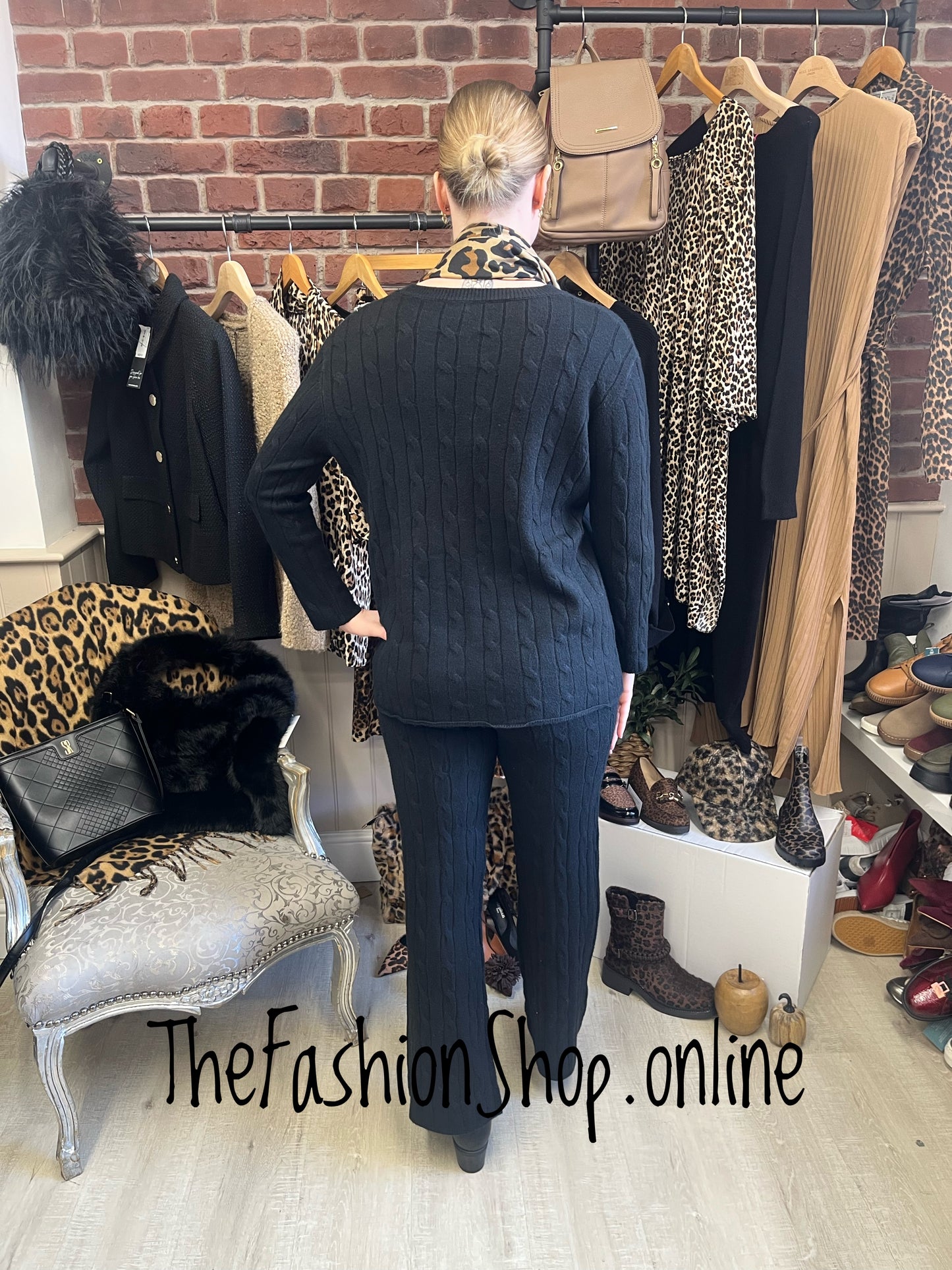 Amber black cashmere mix co-ord 10-14