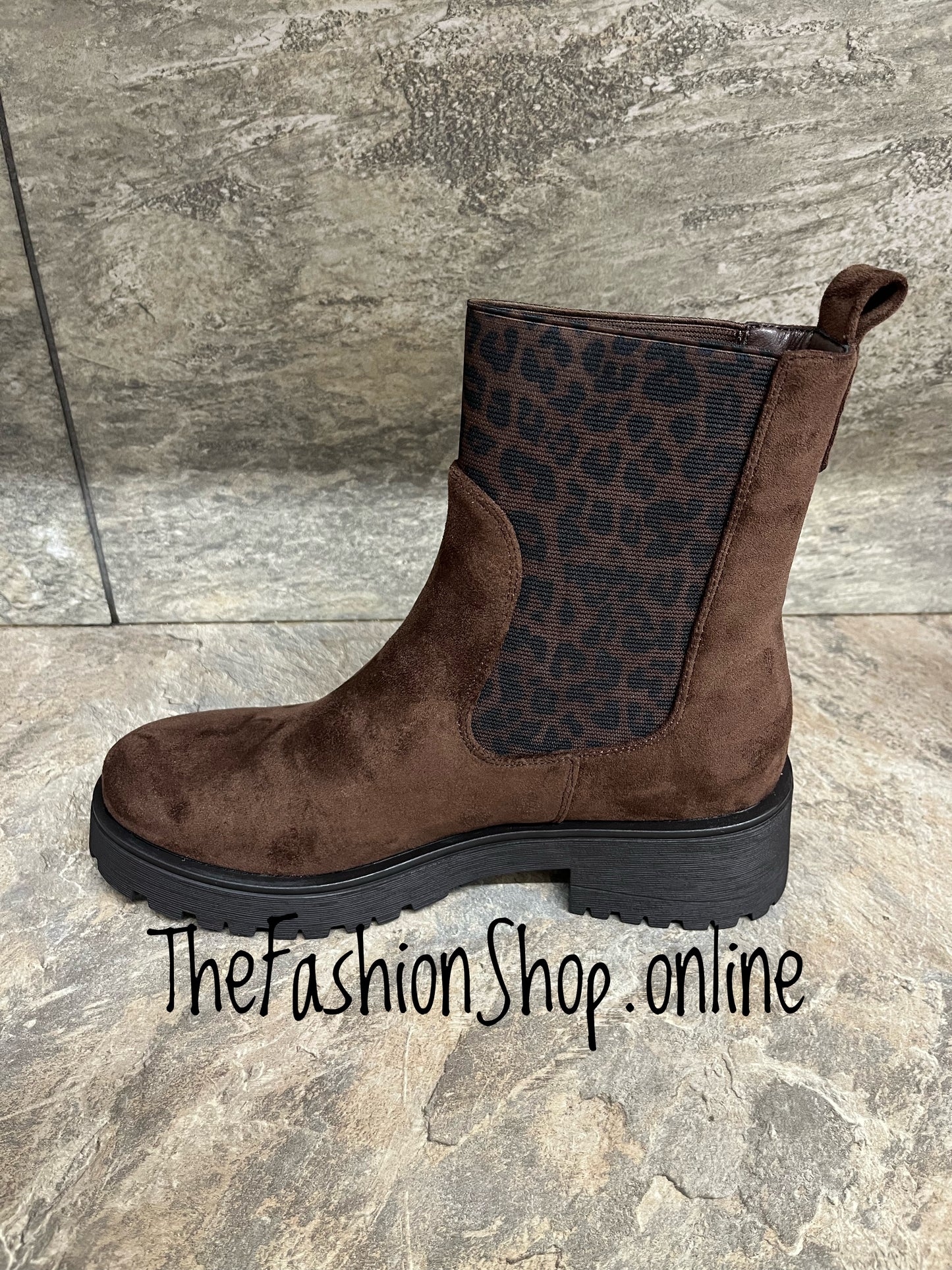 Willow Brown Boot with Leopard Elastic Trim 3-8